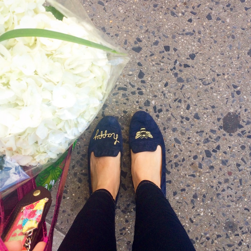  On Saturday mornings, I wear my favorite shoes and buy flowers